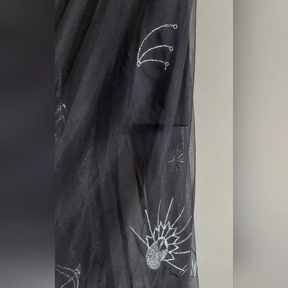 Bongo Midi Skirt Black embroidered Planets Stars Punk Whimsigoth Fairy Grunge - Picture 6 of 8